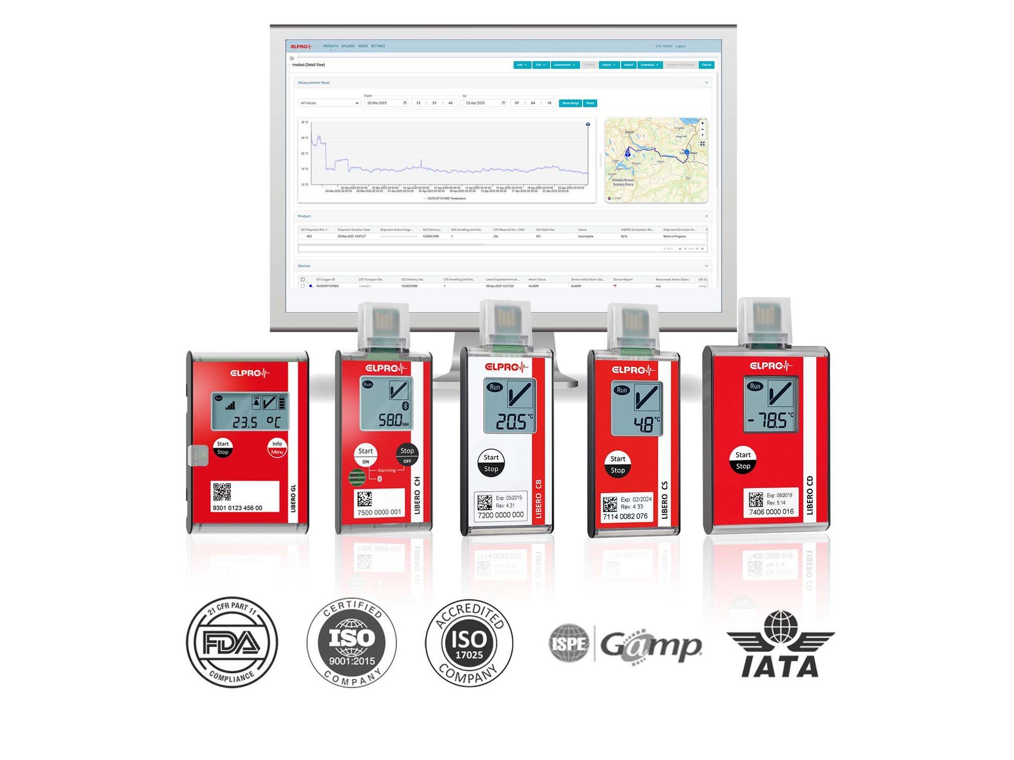 Data Logger in front of a screen with showing software Data Logger in front of a screen with showing software