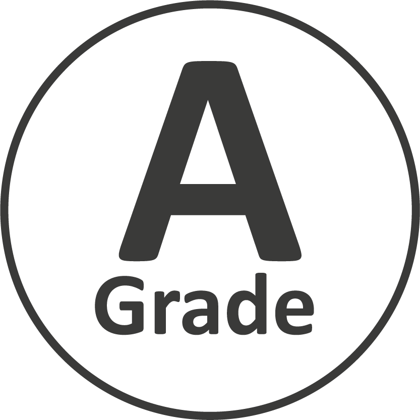 Letter A and the word “Grade” within a circle.