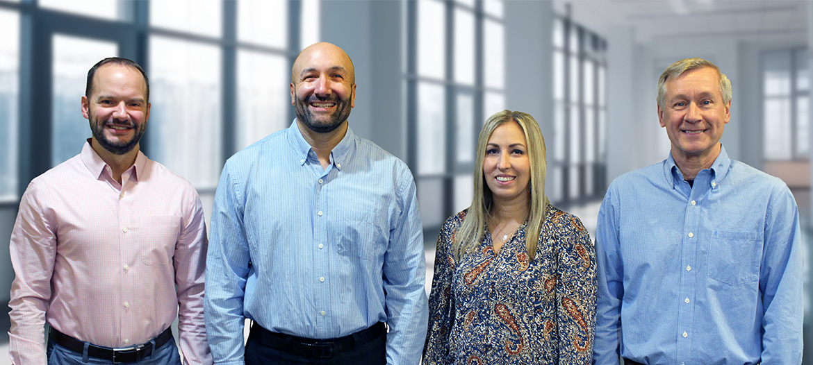 Derek Snyder, Head of Operations and Projects; Ed DiFilippo, Managing Director, Americas and President ELPRO Services; Jessica Fenton, Head of Finance; and Mike Albertson, Head of Quality