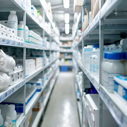 Medikamentenlagerraum in einem Krankenhaus.