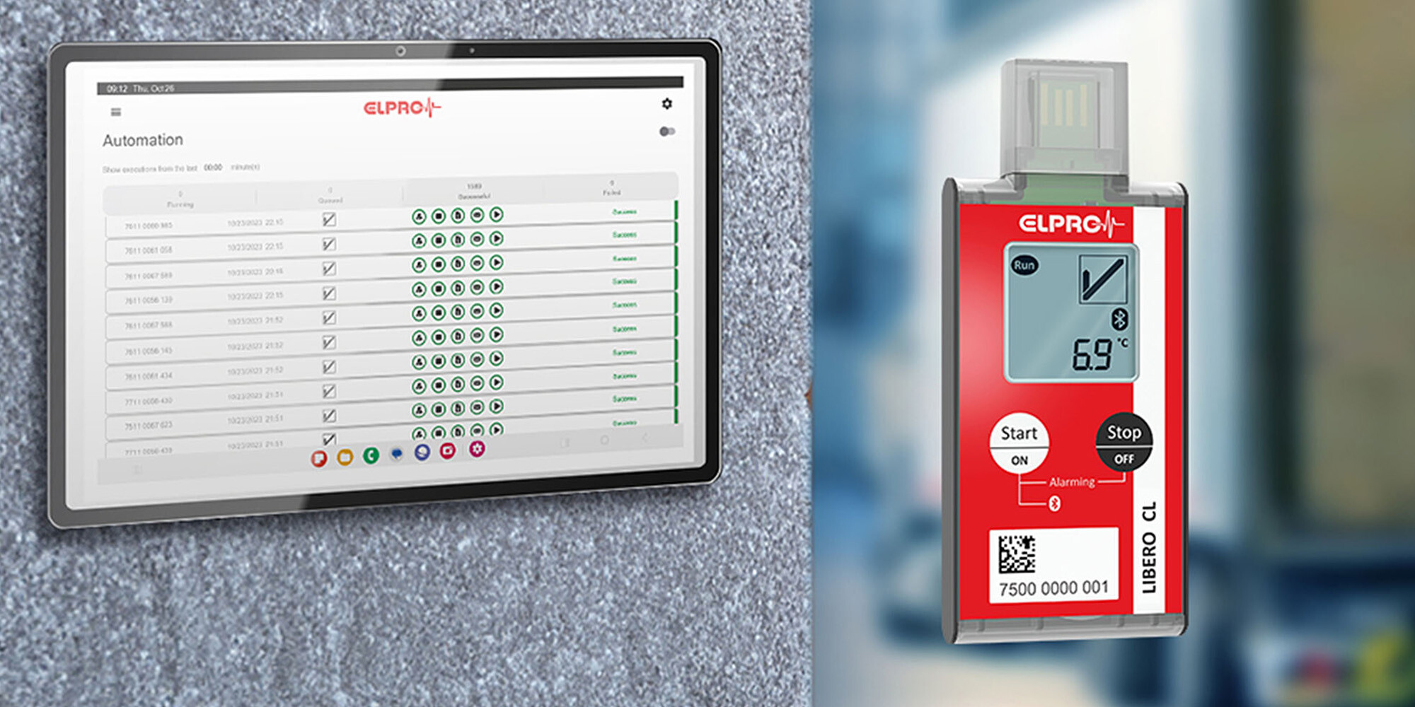 LIBERO device next to a tablet hanging on the wall.