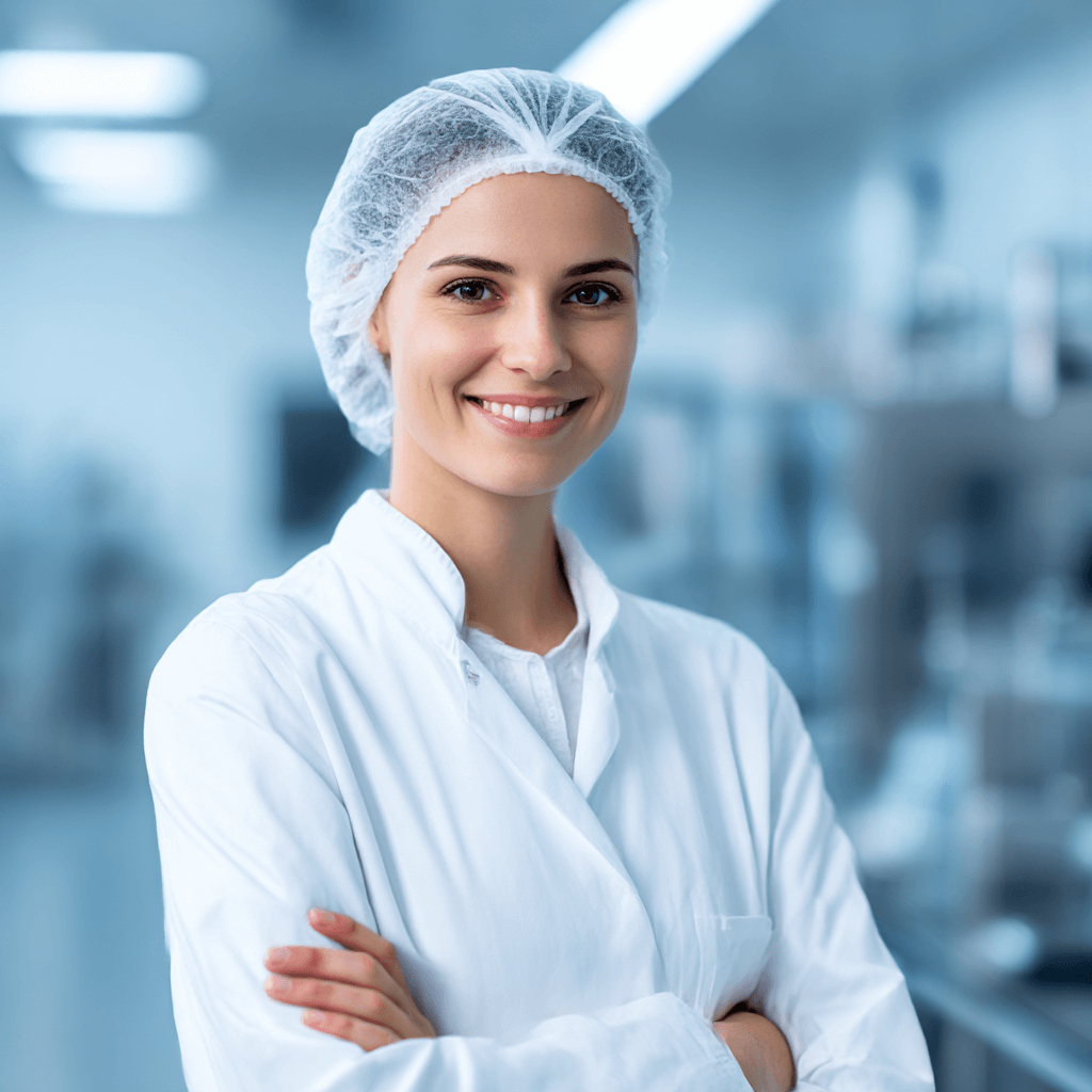ELPRO-Woman in lab coat smiles at the camera