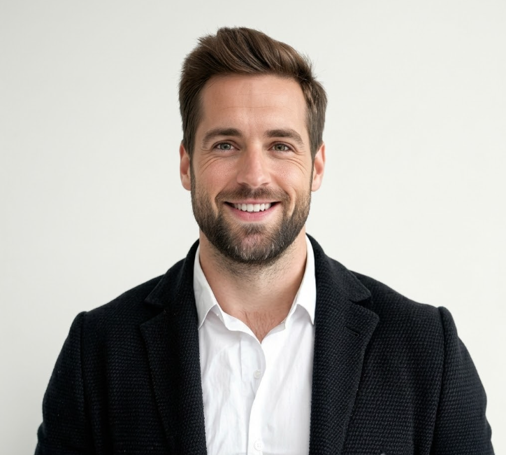 A sympathetic, authenticlooking person who exudes trustworthiness and professionalism, standing in a clean and modern environment related to ELPRO SOU-1